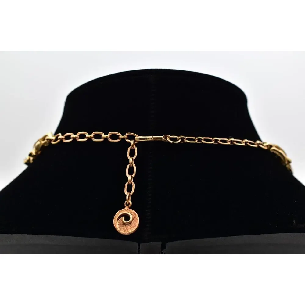 Lisner Vintage Choker Collar Necklace Crystal Brushed Gold Chunky Signed BinBJ